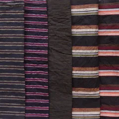 昭和期 日本の古布 木綿 縞柄 アソート5枚セット｜手芸・襤褸・刺し子・リメイク素材 B16