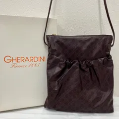 Y9707　GHERARDINI　ゲラルディーニ　 ショルダーバッグ　斜めがけ　 モノグラム　総柄　ボルドー系　 赤茶系　ソフティ　保存袋付き　 タグあり　箱付き　レディース