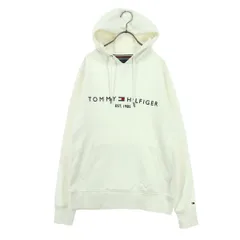 TOMMY HILFIGER トミーヒルフィガー 長袖 スウェットパーカー L アイボリー メンズ 古着
