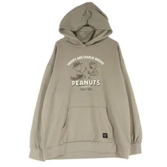 PEANUTS ピーナッツ 長袖 パーカー L ベージュ スヌーピー レディース 古着