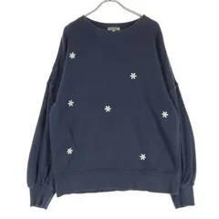 niko and... ニコアンド 刺繍 長袖 スウェット Long ネイビー レディース 古着