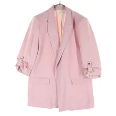 ZARA ザラ 7分袖 ボタンレス テーラードジャケット XL ピンク レディース 古着