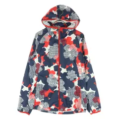 adidas アディダス マルチカラー 総柄 長袖 薄手 フーディジャケット M ネイビー レディース 古着