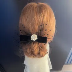 hr84 髪飾り 結婚式　卒業式　成人式 着物　振袖　キラキラ リボン　ドット 小学生　大学生