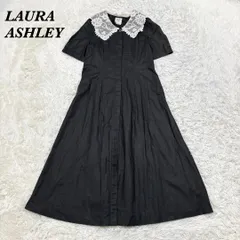 LAURA ASHLEY 半袖 マキシ丈丈ワンピース 38 黒 レース襟