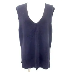 ジャーナルスタンダード レリューム JOURNAL STANDARD relume 美品 レーヨンニット ベスト リネン混 Vネック F 黒 ブラック A1211