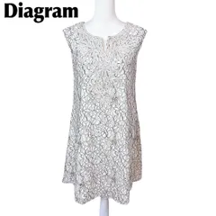 【美品】Diagram ノースリーブワンピース 36 花柄 ホワイトベージュ