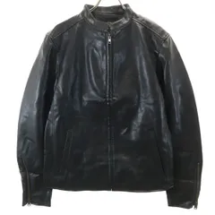 nano universe ナノユニバース フェイクレザー シングルライダースジャケット M ブラック メンズ 古着