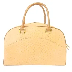 オーストリッチ型押し レザー ハンドバッグ ベージュ ORG A0108