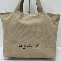 9839　agnès b.　アニエスベー　トートバッグ　 WEB限定　ロゴトート　ベージュ系　 コットン　A4対応　レディース