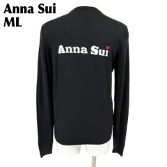 【美品】 ANNA SUI 長袖カーディガン M/L ブラック 背面ロゴ
