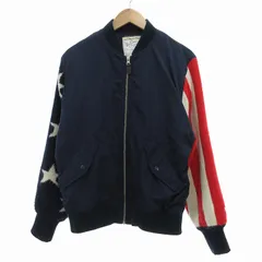ロデオクラウンズ Rodeo Crowns ワイドボウル アメリカンフラッグコンビMA-1 中綿ブルゾン 袖ニット M 紺 ネイビー /UO