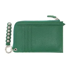 【美品】ear PAPILLONNER イア パピヨネ | 25秋冬 本革 スタッズ フラグメント ケース | インフルエンサーほし企画 | カードケース コインケース キーリング シボ レザー | グリーン | ファッション アイテム【レディース】【中古】