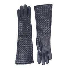 BOTTEGA VENETA ボッテガヴェネタ グローブ ネイビー 紺 サイズ:7(S) | イントレチャートレザー ミディ グローブ / 手袋 | ミドル丈 編み込み シルク | イタリア製 ブランド ファッション アイテム【レディース】【中古】のサムネイル