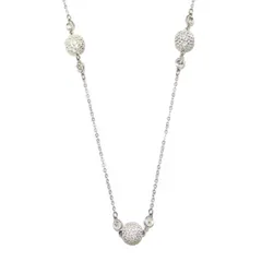 SWAROVSKI スワロフスキー ネックレス | Entire ロングパヴェネックレス / ペンダント | クリスタル ビジュー チェーン ボール ラインストーン シルバー | ブランド ジュエリー アクセサリー【レディース】【中古】