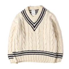 【美品】visvim ビズビム ニット ナチュラル ネイビー サイズ:2 | 23SS コットン/リネン ローゲージ Vネック ハンドニット(V-COLLEGIUM HAND-KNIT) | トップス セーター【メンズ】【中古】のサムネイル