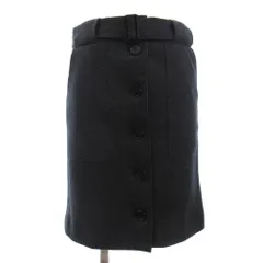 デプレ DES PRES トゥモローランド 美品 スカート ひざ丈 ウール ベルト 前ボタン 前開き 0 グレー