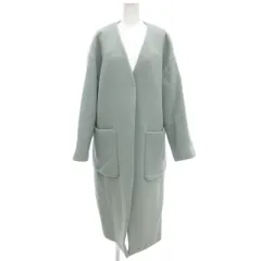 アンタイトル UNTITLED PONTETORTO素材 ポンテベロアノーカラーコート ロング 1 ライトブルーグリーン /UO