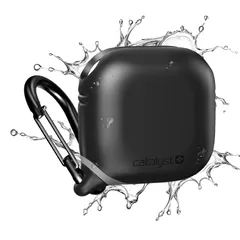 Catalyst AirPods4用防水ケース、Apple AirPods第4世代用ケース カラビナ付き落下防止ケースカバー ワイヤレス充電シリコンケース Apple AirPods 4用ケース 男女 [ブラック///ホワイト] [For AirPods 4]