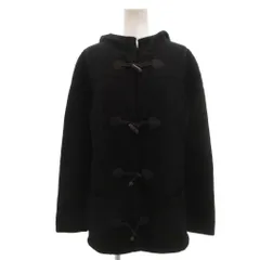 セオリーリュクス theory luxe ニット ダッフルジャケット カーディガン 38 カシミヤ混 ウール 長袖 トグルボタン フード 黒 ブラック /NUのサムネイル
