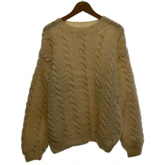 セーター　長袖　ニット　トップス　クルーネック　無地　ケーブル編み　オーバーサイズ　古着　/1980