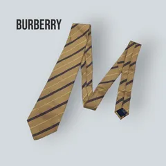 バーバリーロンドン ネクタイ ゴールド系 ストライプ シルク100％ メンズ ビジネス フォーマル