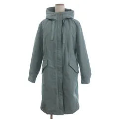 ドゥクラッセ DoCLASSE 美品 マジカルサーモグログランフードコート ロング 長袖 ジップアップ L 緑 グリーン