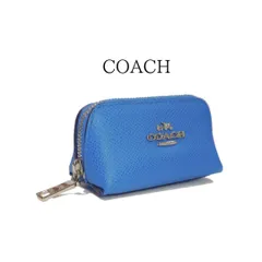 COACH コーチ レザー 三角 ミニ ポーチ コインケース 小銭入れ コスメポーチ ピーコック ブルー H1544 手のひらサイズ
