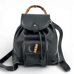 GUCCI GG バンブーブラックレザー ミニバックパック