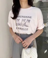 one after another NICE CLAUP ワンアフターアナザーナイスクラップ Tシャツ/カットソー F ピンク 前面プリント ミドル丈 半袖 クルーネック(丸首)