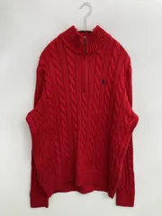 Polo Ralph Lauren ポロラルフローレン ニット/セーター L レッド コットン ニット 無地 ワンポイント ミドル丈 長袖 タートルネック/ハイネック