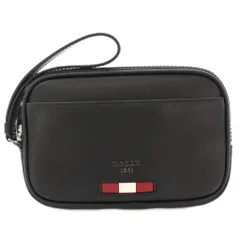 バリー BALLY ポーチ 小物入れ レザー ロゴ ワンカラー 黒 ブラック /BBのサムネイル