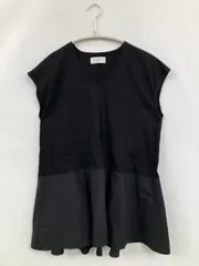 OPAQUE.CLIP オペークドットクリップ Tシャツ/カットソー L ブラック 無地 ミドル丈 袖なし Vネック