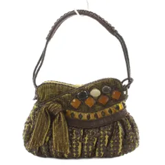 ジャマンピュエッシュ JAMIN PUECH ハンドバッグ スパンコール ビジュー 茶 ブラウン /AN23