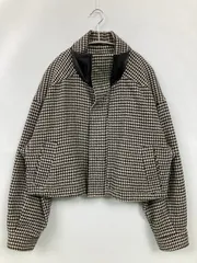 SHEER ブルゾン F ブラック ウール・ニット 合成皮革/人工皮革 チェック柄 ショート丈 フードなし ジップアップ