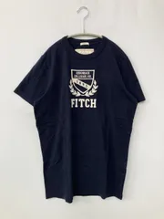 Abercrombie & Fitch アバクロンビーアンドフィッチ Tシャツ/カットソー M ネイビー 前面プリント ブランドロゴ ミドル丈 半袖 クルーネック(丸首)
