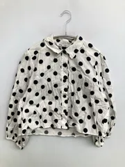 ZARA ザラ シャツ/ブラウス XS ホワイト ドット柄 レギュラーカラー 長袖 ショート丈