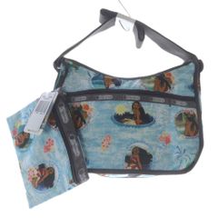 레스포삭 LesportSAC Disney 모아나와 전설의 바다 Wave Reader Hobo 숄더백 파우치 첨부 블루 블루 그레이