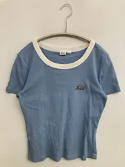 GAP ギャップ Tシャツ/カットソー S スカイブルー 無地 ワンポイント ブランドロゴ ショート丈 半袖 クルーネック(丸首)