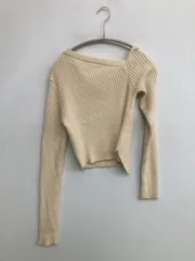 Chico チコ ニット/セーター F アイボリー ナイロン ニット 無地 ショート丈 長袖