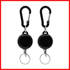 [サムコス] リールキーホルダー カラビナ付 伸縮自在 最長60cm リールストラップ パスケース リール 金具 吊り下げ名札用