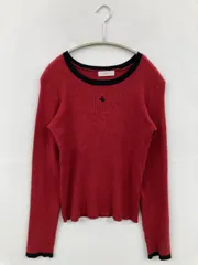 PAGEBOY ページボーイ ニット/セーター F レッド ナイロン 無地 ワンポイント ミドル丈 長袖 クルーネック(丸首)