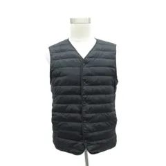 ユニクロ UNIQLO ダウンベストジャケット 上着 ミドル丈 XL 黒 ブラック Vネック /SM20 ■GY58