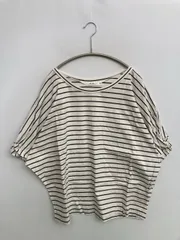 niko and ... ニコアンド Tシャツ/カットソー 4 ホワイト ボーダー柄 ショート丈 半端袖 ボートネック