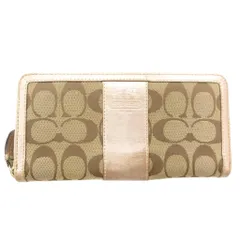 コーチ COACH 長財布 ラウンドジップ シグネチャー キャンバス 茶 ブラウン ピンク /JS