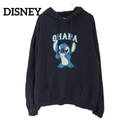 DISNEY ディズニー スウェット プルオーバー パーカー 長袖 キャラクター プリント ネイビー Lサイズ
