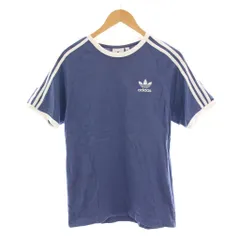 アディダスオリジナルス adidas originals Tシャツ カットソー スリーストライプ 半袖 M 青 ブルー /YM ■MA