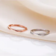 新品 シルバー925 ローズゴールド ツイストリング シンプルRS004