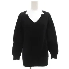ルスーク Le souk コットンニット セーター 長袖 プルオーバー Vネック 38 黒 ブラック /GV