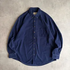 90s/Eddie Bauer/エディーバウアー/BDシャツ/ボタンダウン/コーデュロイ/コーズ/細畝/無地/単色/ネイビー/紺/jmaple